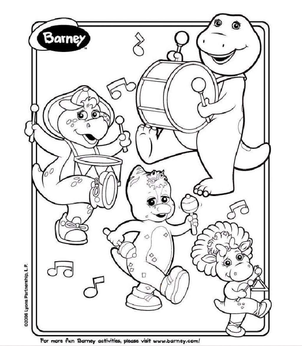Baby Bop Coloring Pages
 Barney Baby Bop BJ Playing Instruments Coloring Page