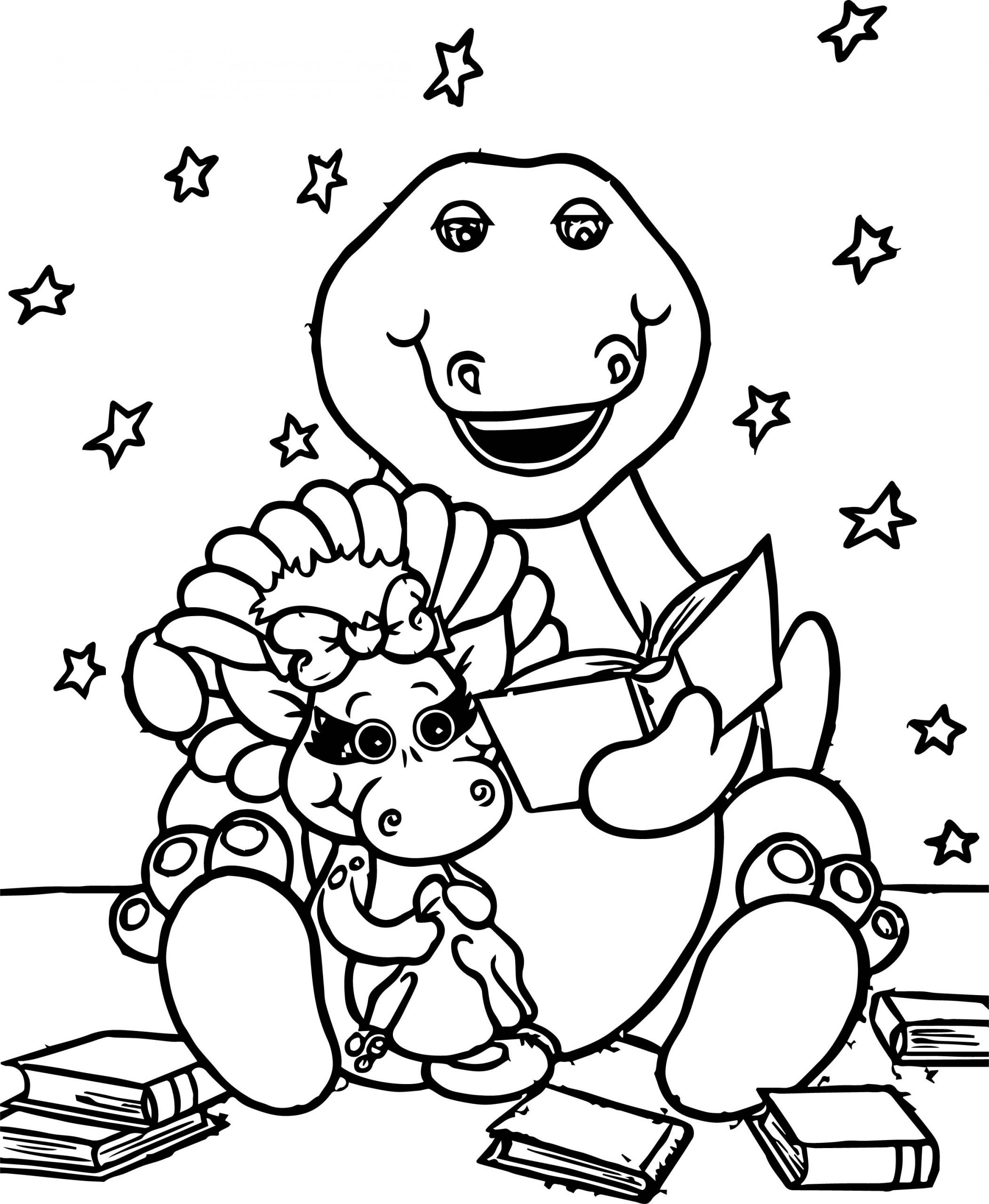 Baby Bop Coloring Pages
 Barney Reads To Baby Bop Coloring Page
