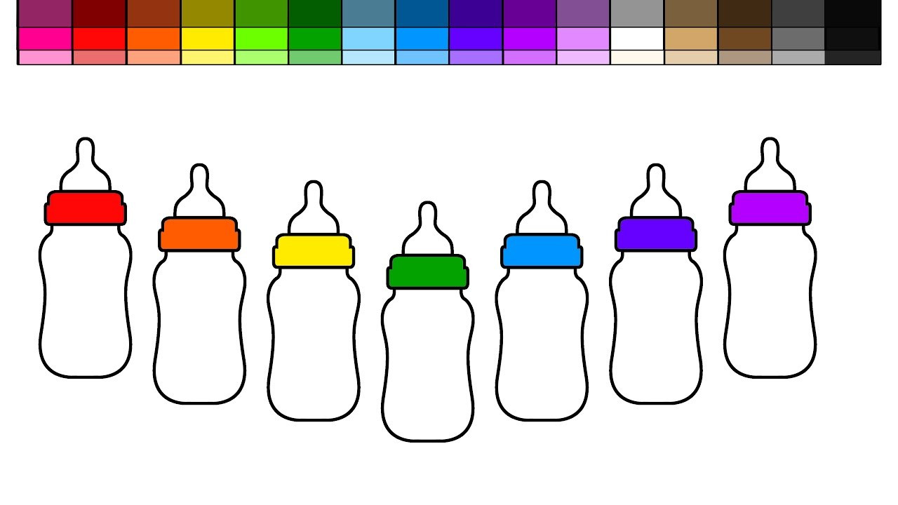 Baby Bottle Coloring Pages
 Learn Colors for Kids and Color Rainbow Baby Bottles