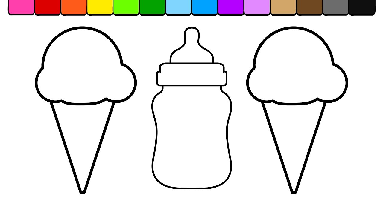 Baby Bottle Coloring Pages
 Learn Colors for Kids and Color Ice Cream Baby Bottle