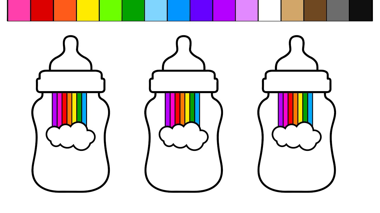 Baby Bottle Coloring Pages
 Learn Colors for Kids and Color Rainbow Baby Bottles
