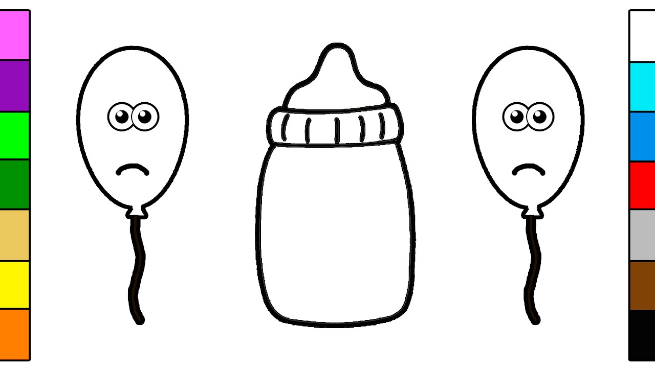Baby Bottle Coloring Pages
 Balloons & Baby Bottle Coloring Page for Kids