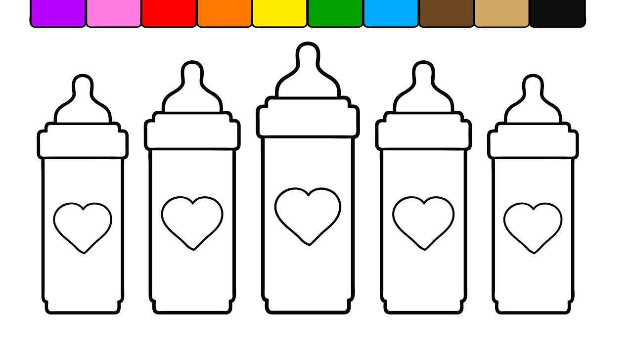 Baby Bottle Coloring Pages
 Learn Colors for Kids and Color this Tall Heart Baby