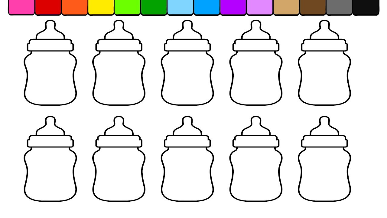Baby Bottle Coloring Pages
 Learn Colors for Kids and Color Baby Bottle Coloring Page