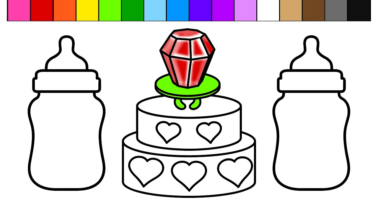 Baby Bottle Coloring Pages
 Learn Colors for Kids and Color this Ring Pop Heart