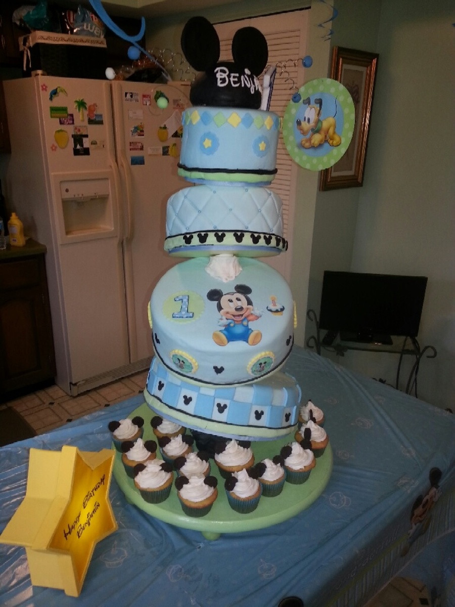 Baby Boy Cake Ideas For First Birthday
 Baby Mickey Cake For Boy First Birthday CakeCentral