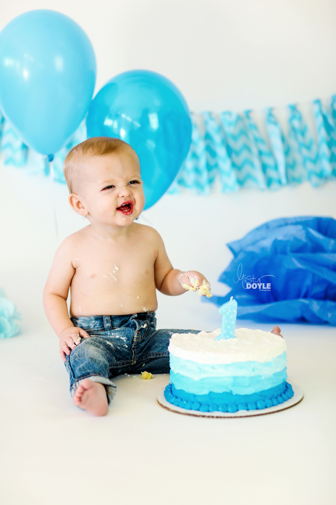 Baby Boy Cake Ideas For First Birthday
 first birthday smash cake baby boy in jeans with blue
