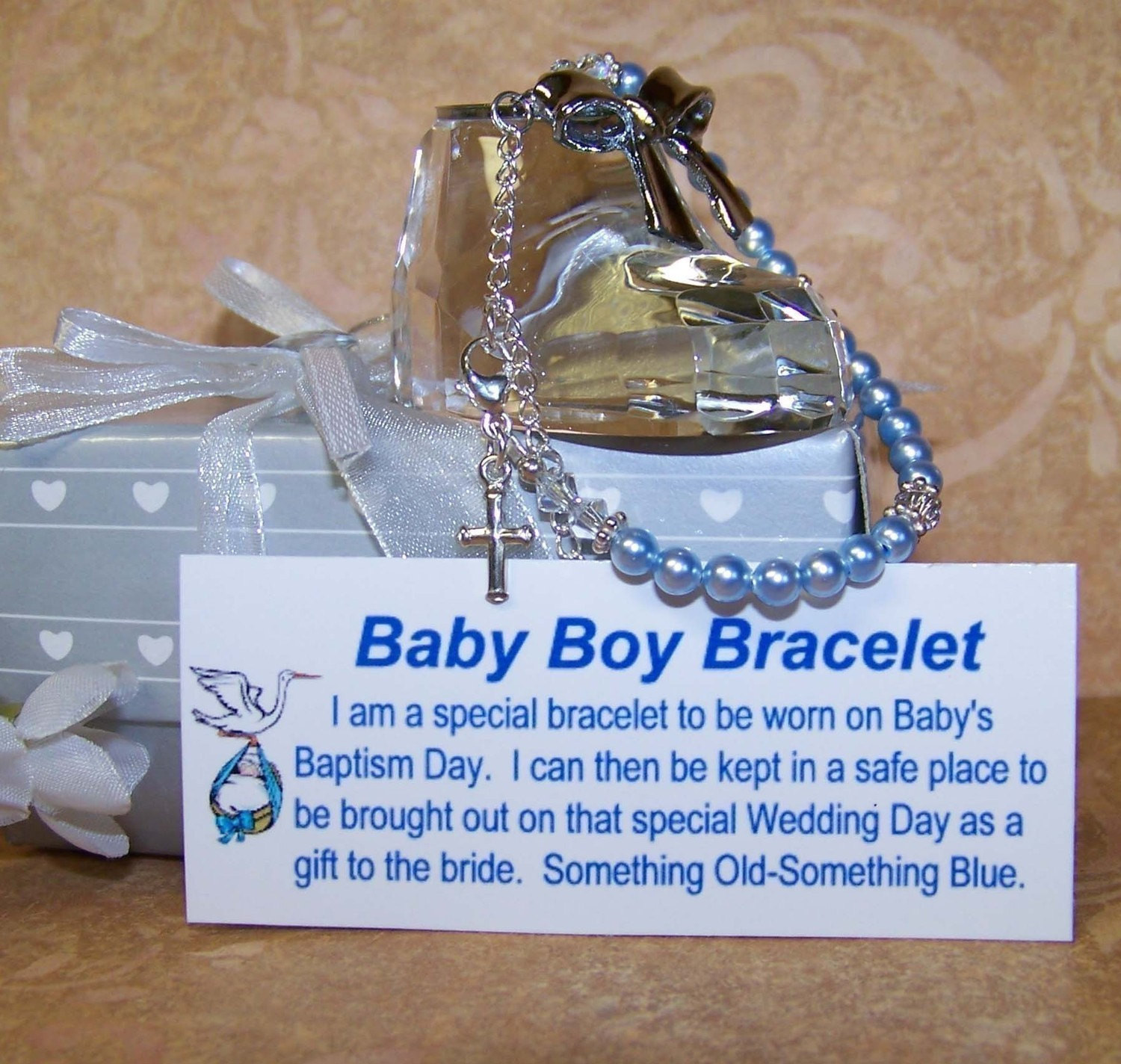 Baby Boy Christening Gift
 Baby Boy Baptism Christening Bracelet by luckycharm5286