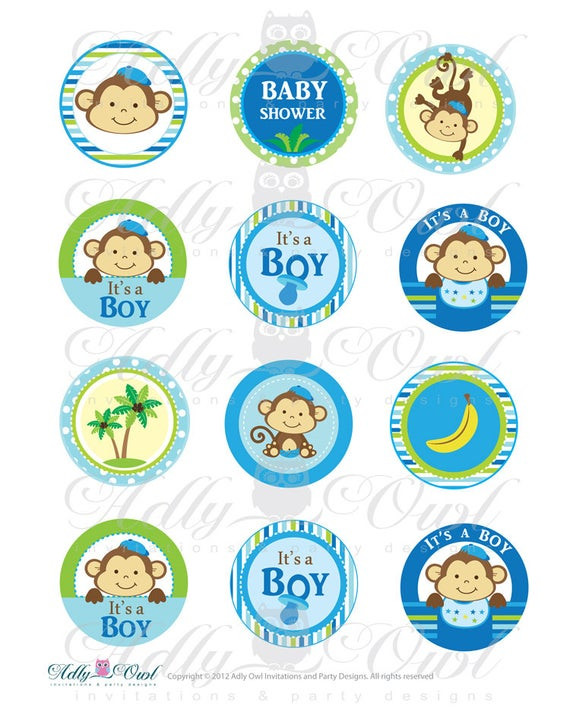 Baby Boy Cupcakes Toppers
 Items similar to It s a Boy Monkeys Cupcake Toppers or