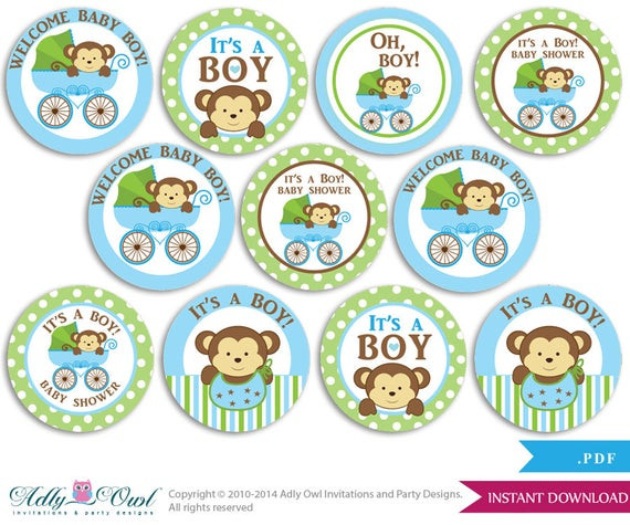 Baby Boy Cupcakes Toppers
 Boy Monkey Cupcake Toppers for Baby Shower Printable DIY