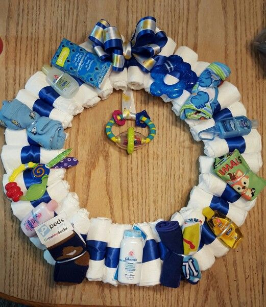 Baby Boy Gifts Pinterest
 Baby boy diaper wreath for baby shower