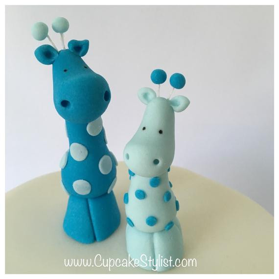 Baby Cake Toppers Party City
 Fondant "Party City" Blue Safari Baby Shower Giraffe Cake