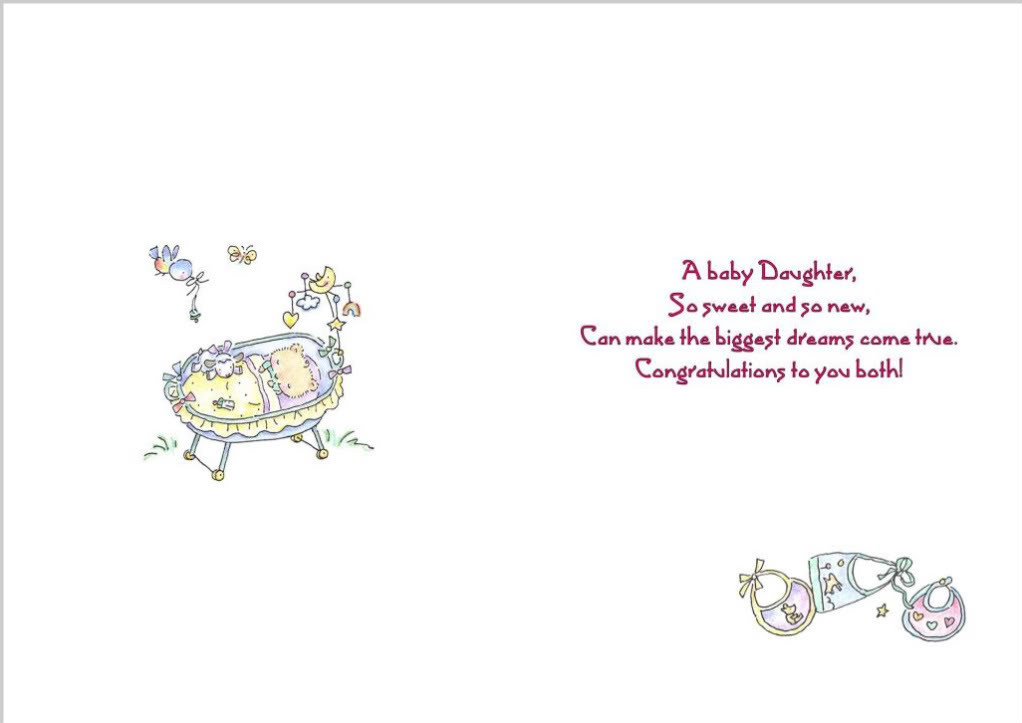 Baby Cards Quotes
 Baby Girl Birth of Congratulations A5 Card Parents