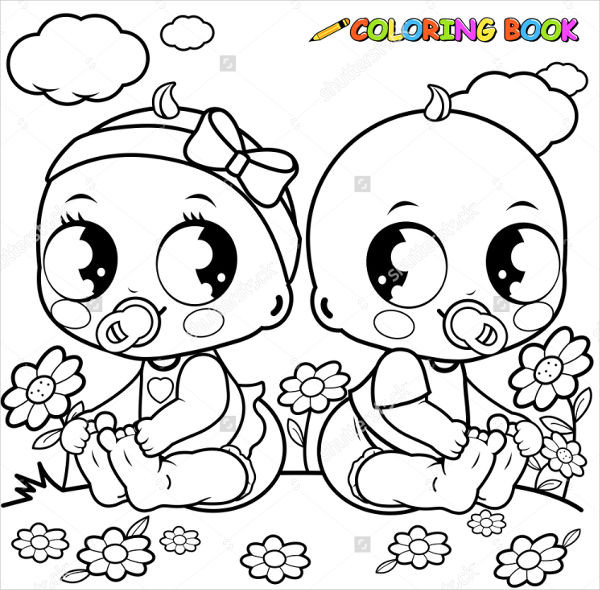 Baby Coloring Book
 9 Baby Girl Coloring Pages JPG AI Illustrator Download