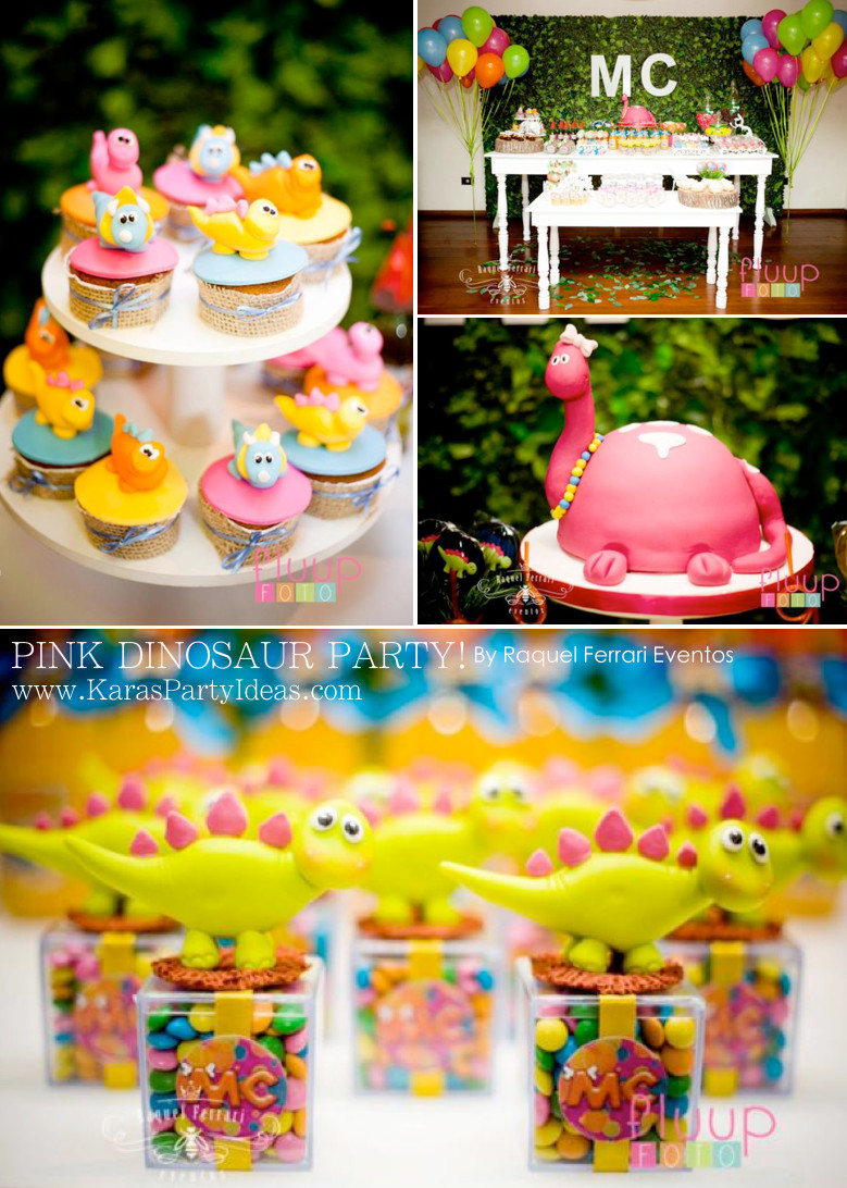 Baby Dinosaur Party
 Kara s Party Ideas Pink Dinosaur Girl 5th Birthday Party