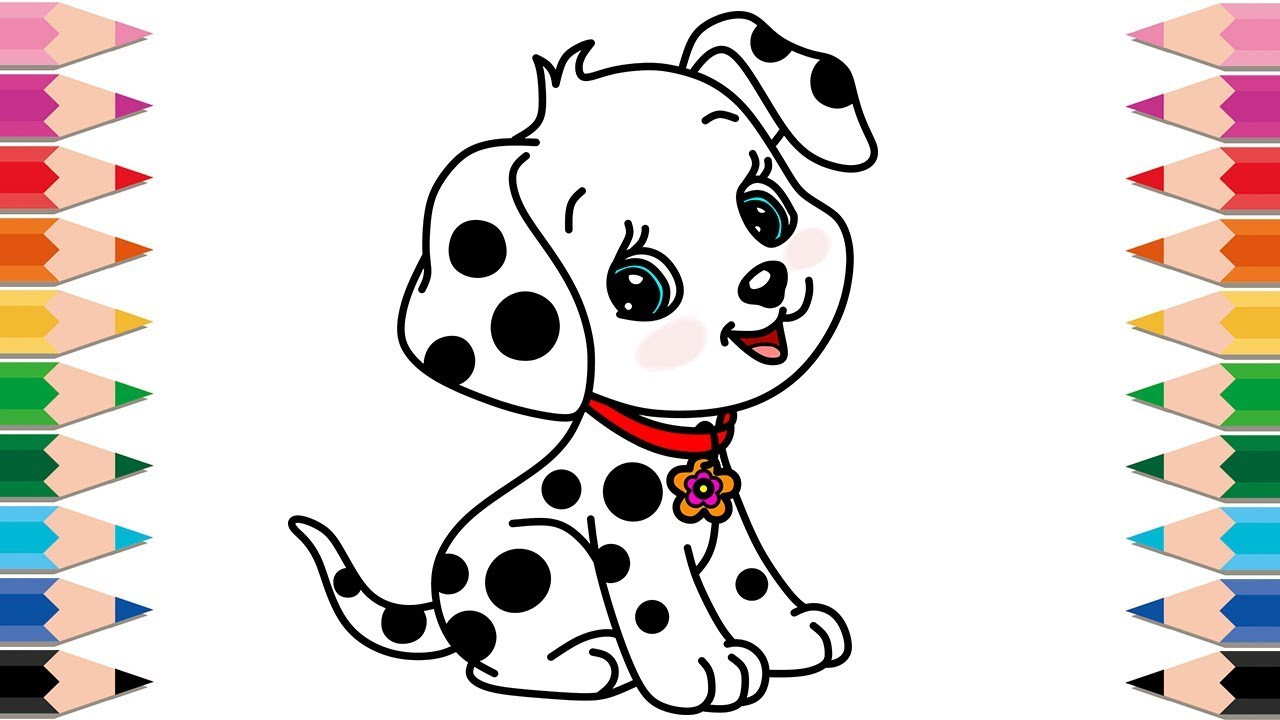 Baby Dog Coloring Pages
 How to Draw Dalmatian Cute Dog for Baby Learn Colors