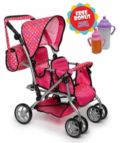 Baby Doll With Stroller Gift Set
 Double Baby Doll Stroller Toy Play Set For Girl Kid