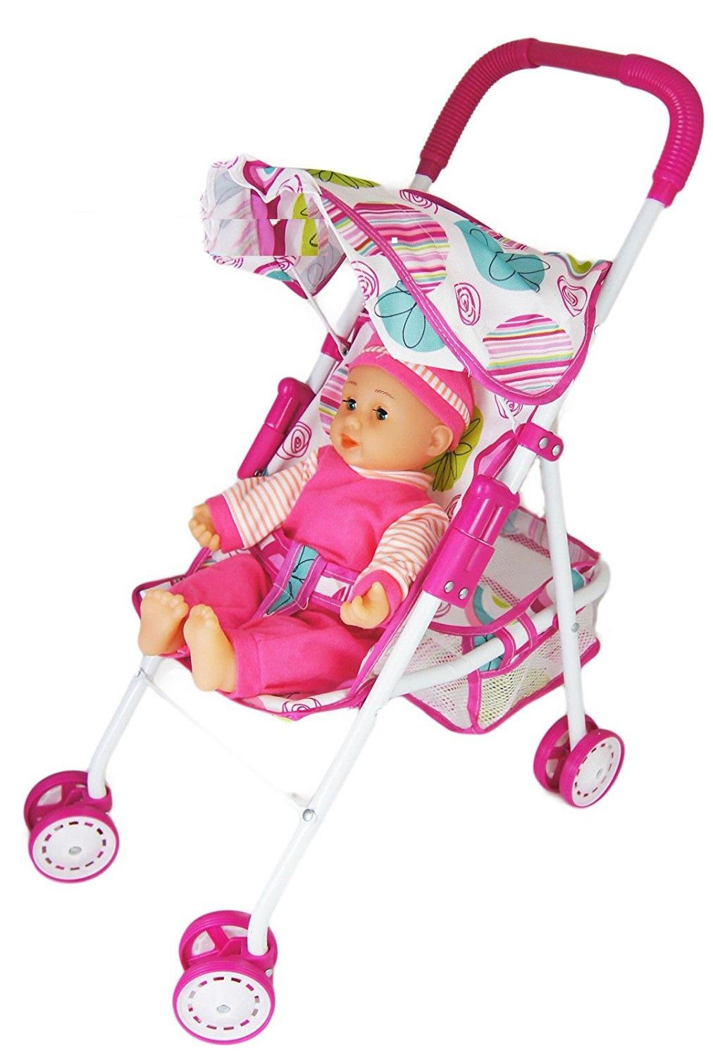 Baby Doll With Stroller Gift Set
 Set Dolls Buggy Stroller Pram Pushchair with 14" Crying