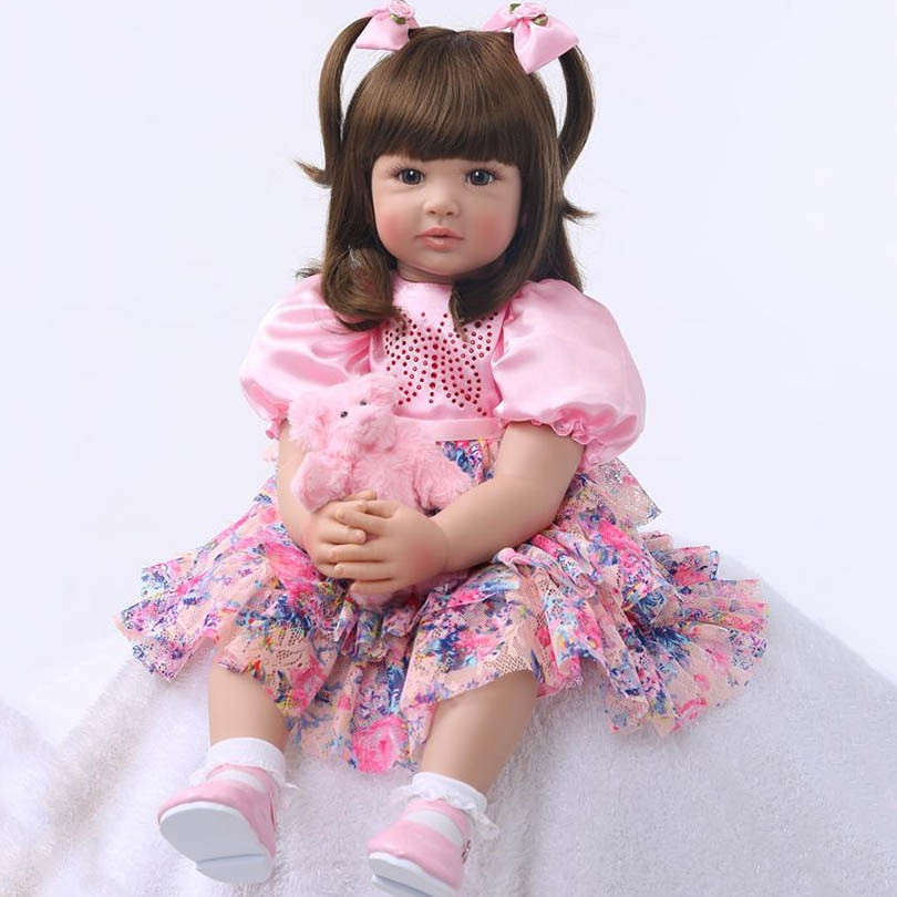 Baby Dolls With Long Hair
 Baby Girl Doll 60cm Silicone Reborn Baby Lifelike Elegant