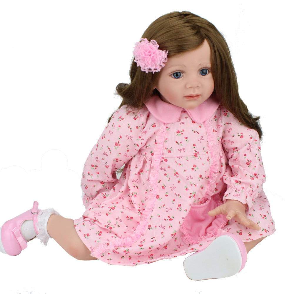 Baby Dolls With Long Hair
 24" Lovely Reborn Baby Dolls Long hair Girl Baby Toys