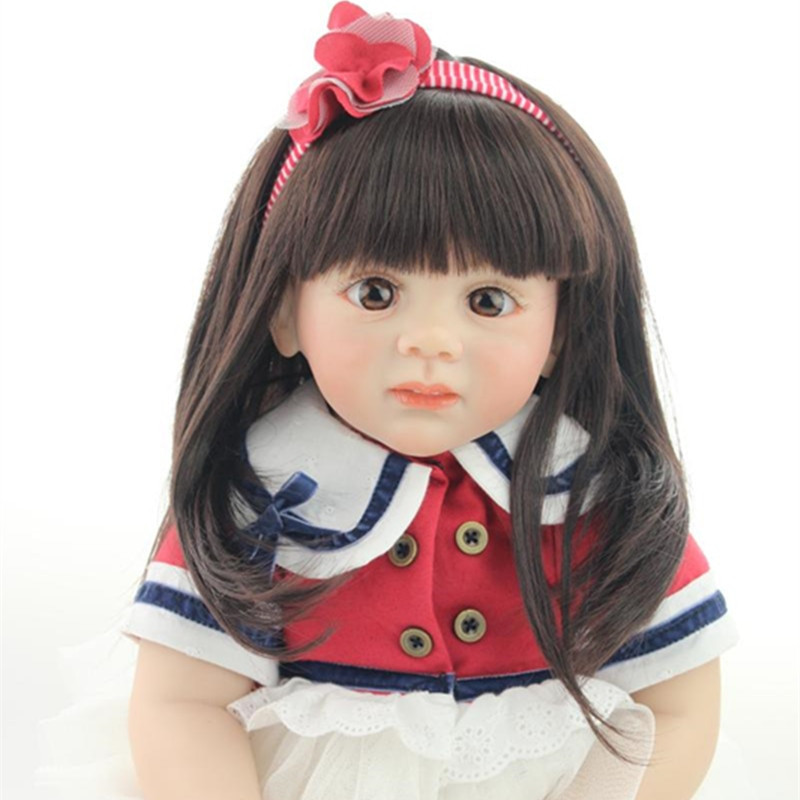 Baby Dolls With Long Hair
 New Design 60CM Silicone Reborn Baby Dolls Long Hair