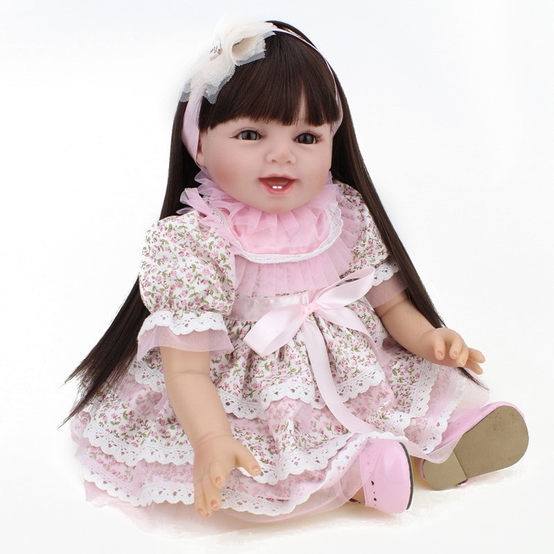 Baby Dolls With Long Hair
 Simulation Collectible Dolls Real Baby Silicone Reborn