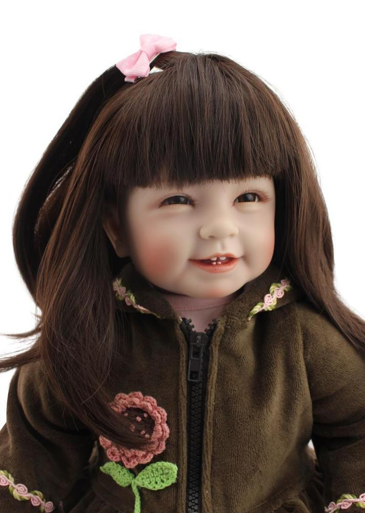 Baby Dolls With Long Hair
 22‘’ Reborn Baby Doll Lifelike Vinyl Baby Toy Long Hair