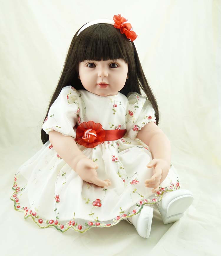 Baby Dolls With Long Hair
 22inch silicone babies doll toys long hair Toddler girl
