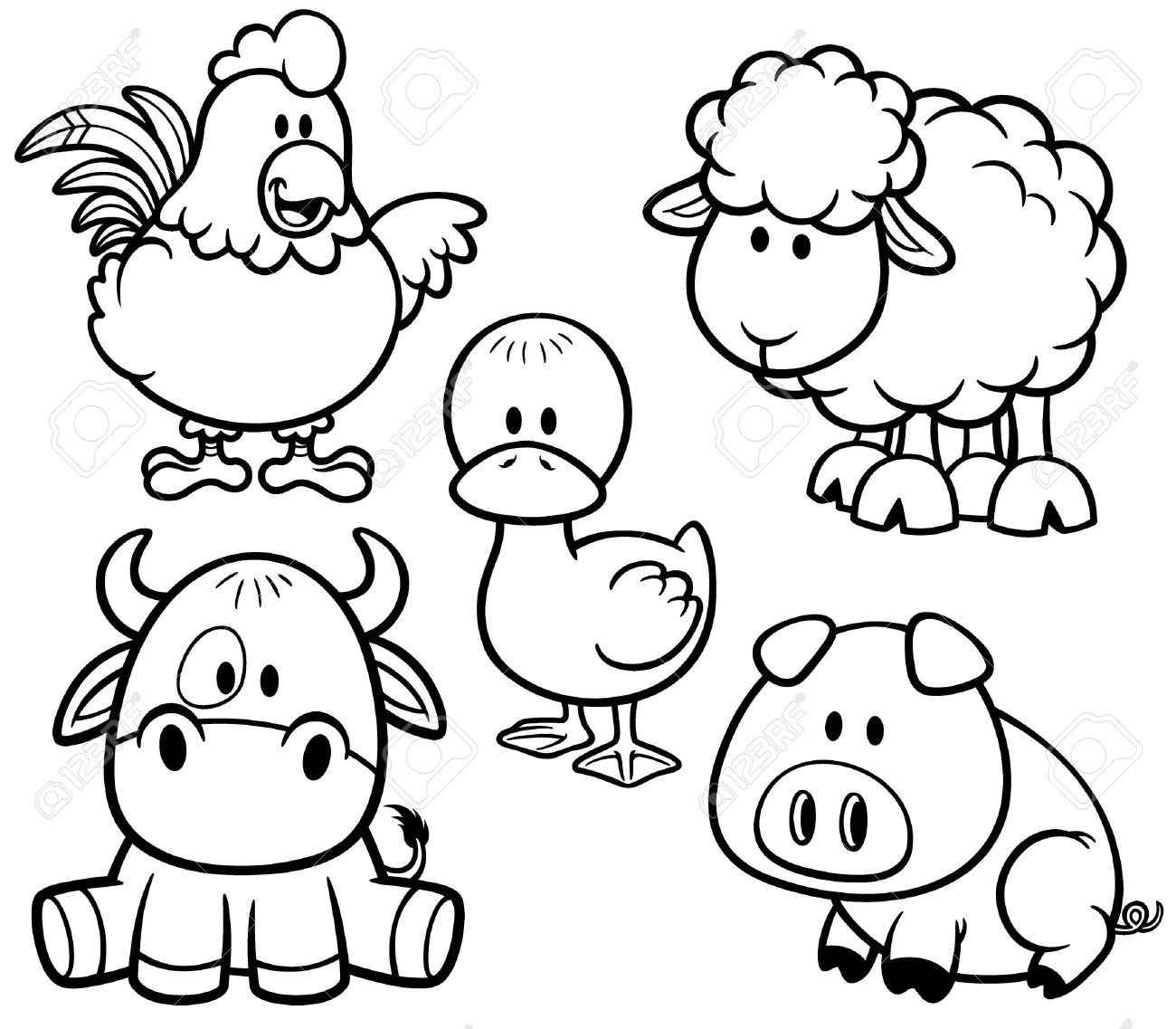 Baby Farm Animal Coloring Pages
 Easy Farm Animal Dot To Printable Sketch Coloring Page
