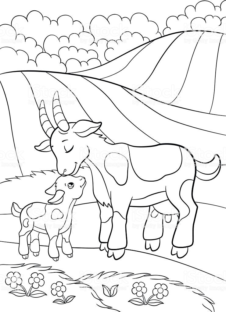 Baby Farm Animal Coloring Pages
 Coloring Pages Farm Animals Mother Goat With Her Little