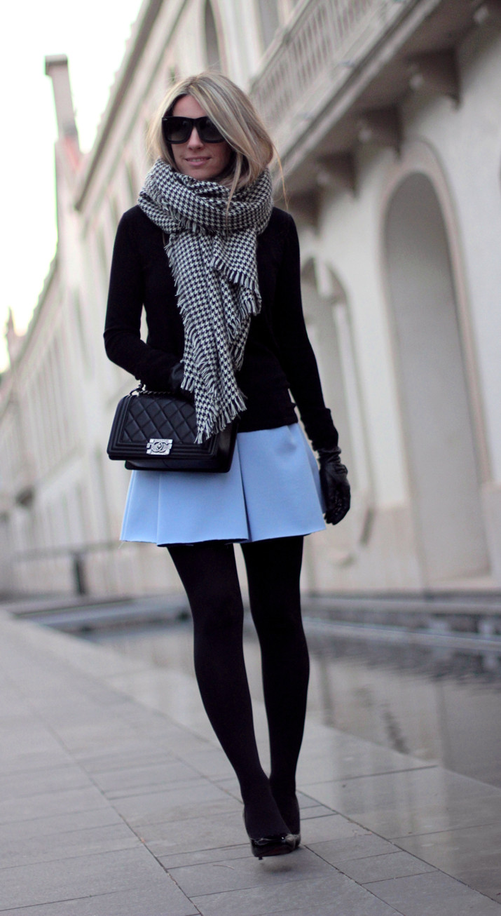 Baby Fashion Bloggers
 Boy Chanel bag outfit with Houndstooth Zara scarf Mes