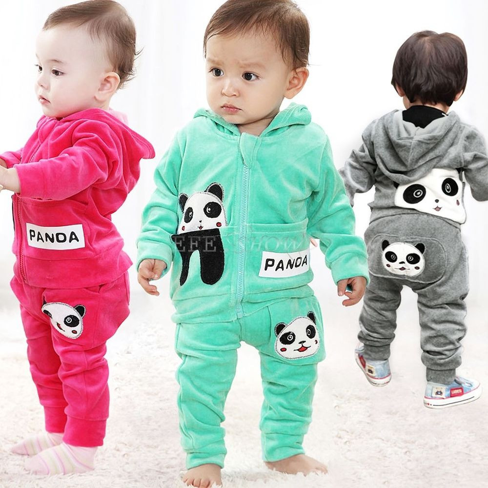Baby Fashion Clothing
 Baby Toddler Panda Hoo Outerwear Top Pant Boy Girl