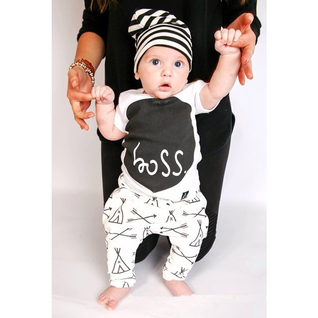 Baby Fashion Clothing
 2018 Fashion kis suit baby clothing set letter boss short