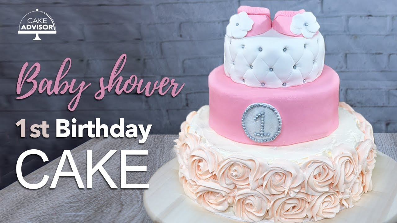 Baby First Birthday Cake Recipe
 1st birthday cake Baby shower cake for girls tutorial