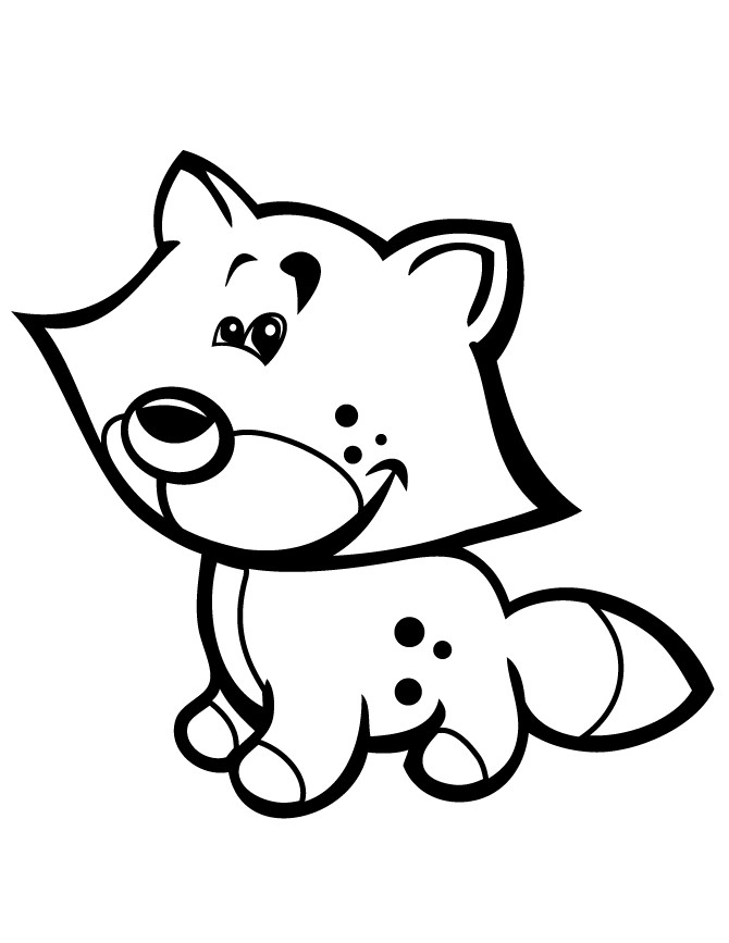 Baby Fox Coloring Page
 Cute Baby Fox For Preschool Children Coloring Page