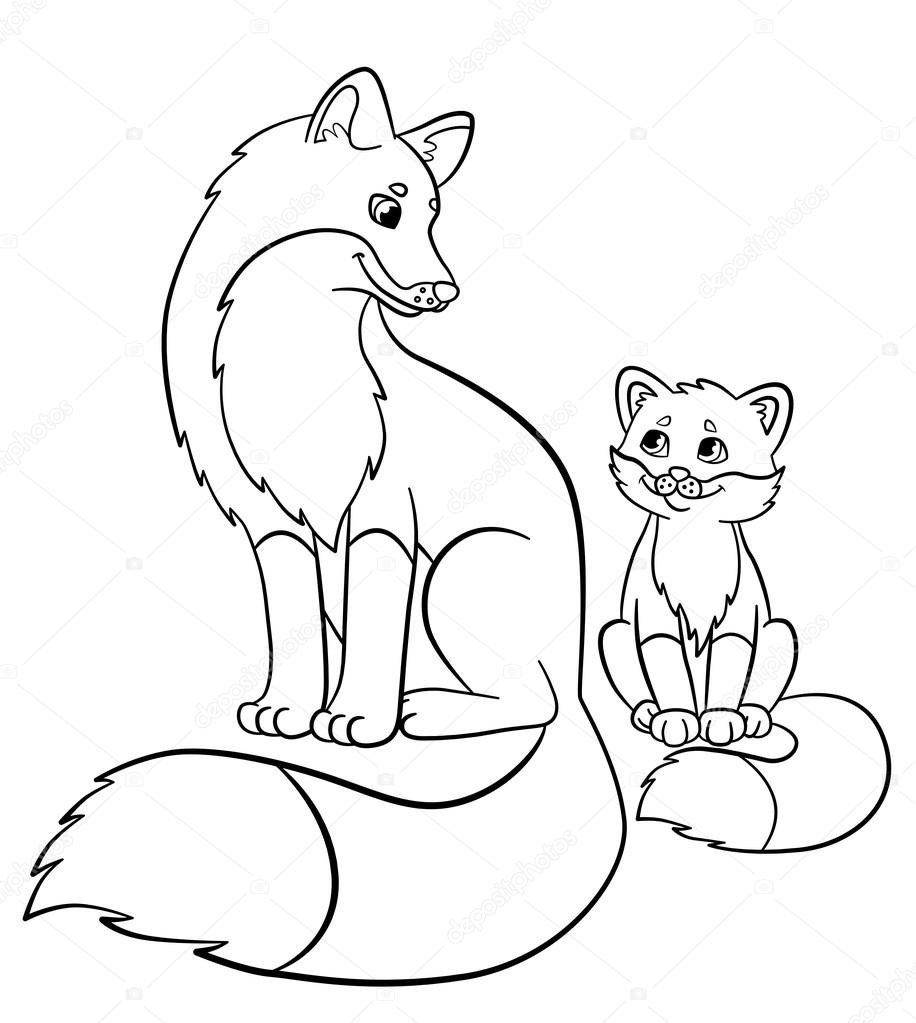 Baby Foxes Coloring Pages
 Coloring pages Wild animals Mother fox with her little