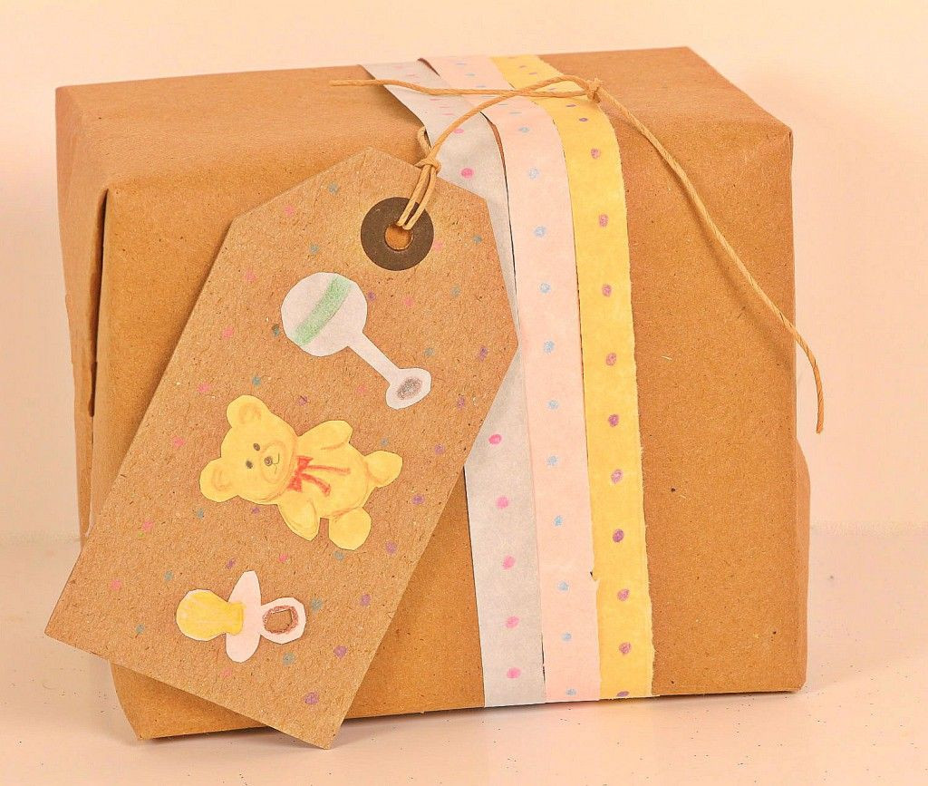 Baby Gift Wrapping Creative Ideas
 Baby Shower Gift Wrapping Kraft Paper