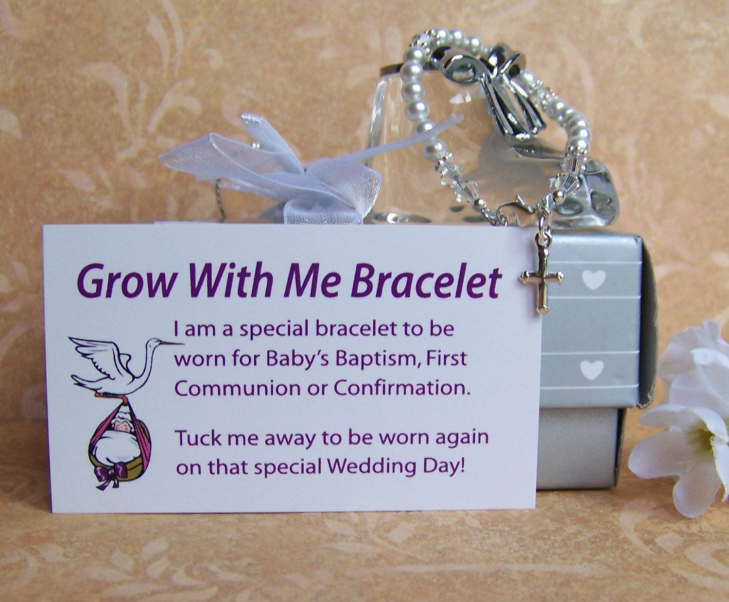 Baby Girl Baptism Gift Ideas
 Baby Girl Baptism Bracelet Grow With Me by luckycharm5286