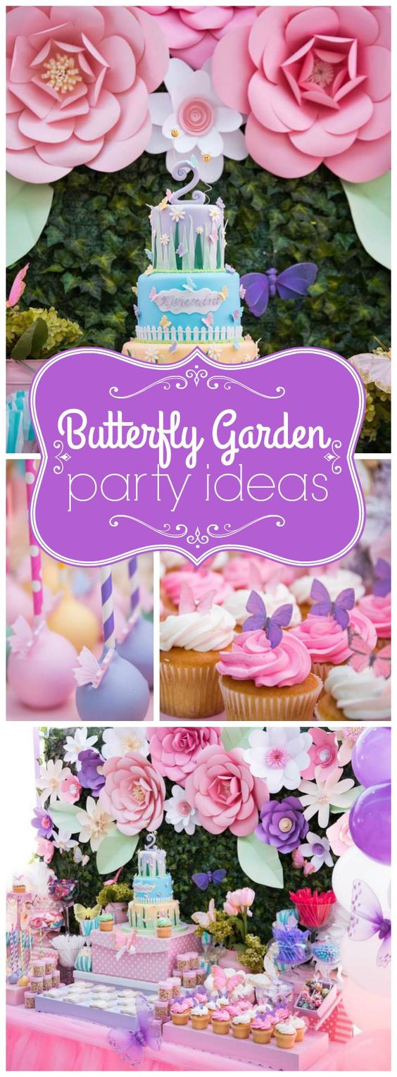 Baby Girl Birthday Party
 Butterflies and Flowers Birthday Party Birthday "Garden