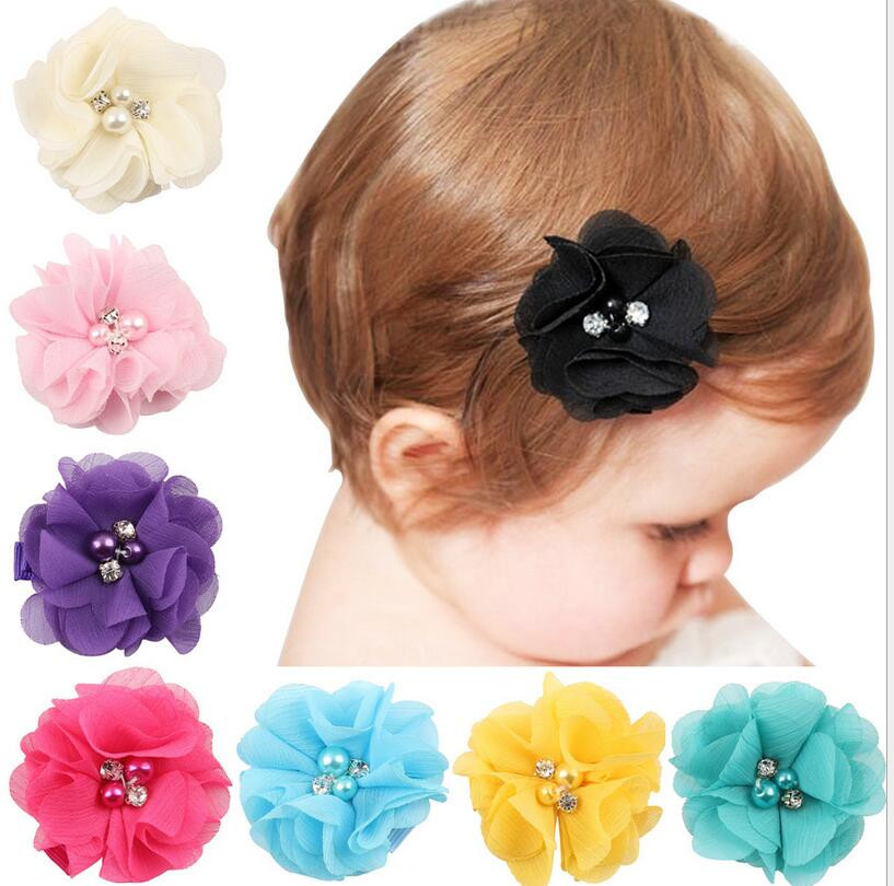 Baby Girl Hair Clips
 Aliexpress Buy 1 pcs New Cute Baby Chiffon Flower