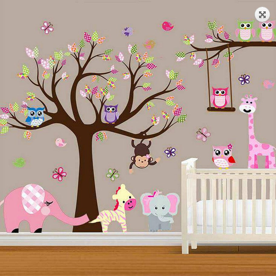 Baby Girl Nursery Wall Decor
 LARGE Baby Nursery Woodland Wall Decal Baby Girl Wall Decal