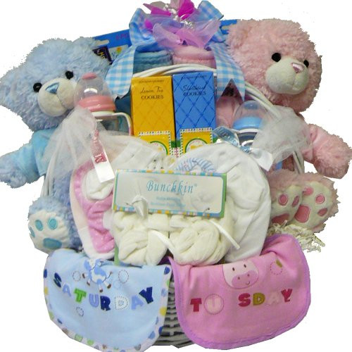 Baby Girl Twins Gifts
 Double The Fun Twin New Baby Gift Basket 1 Pink Girl and 1