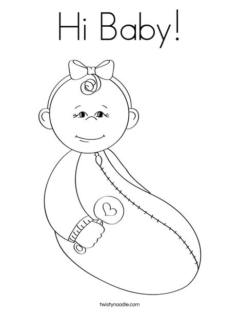 Baby Girls Coloring Pages
 Hi Baby Coloring Page Twisty Noodle