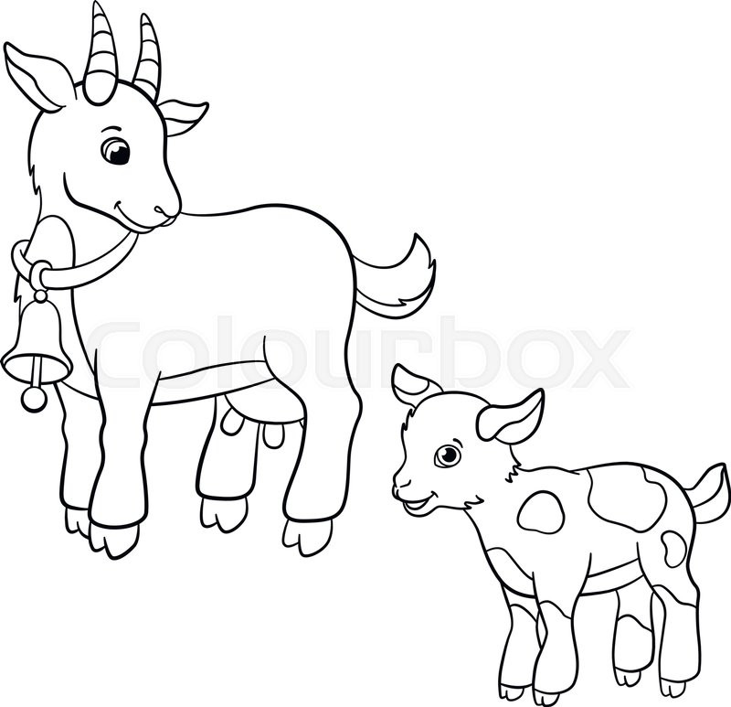 Baby Goat Coloring Pages
 Coloring pages Farm animals Cute mother goat looks at