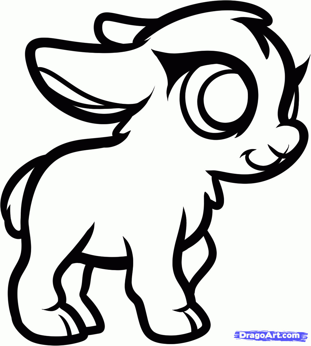 Baby Goat Coloring Pages
 How to Draw a Baby Goat Step by Step Farm animals