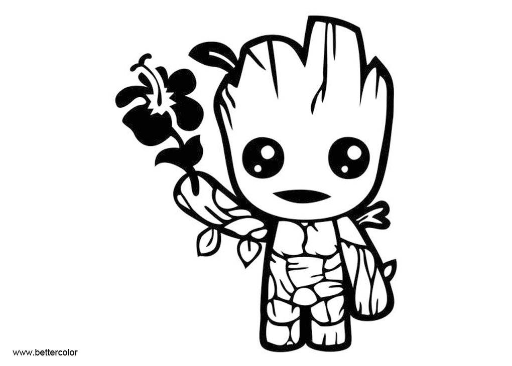 Baby Groot Coloring Page
 Cute Baby Groot Coloring Pages from Guardians of the Galaxy Free Printable Coloring Pages