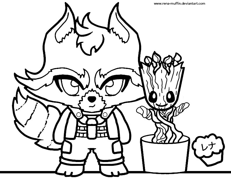 Baby Groot Coloring Page
 Rocket and Groot coloring sheet by Rena Muffin on DeviantArt