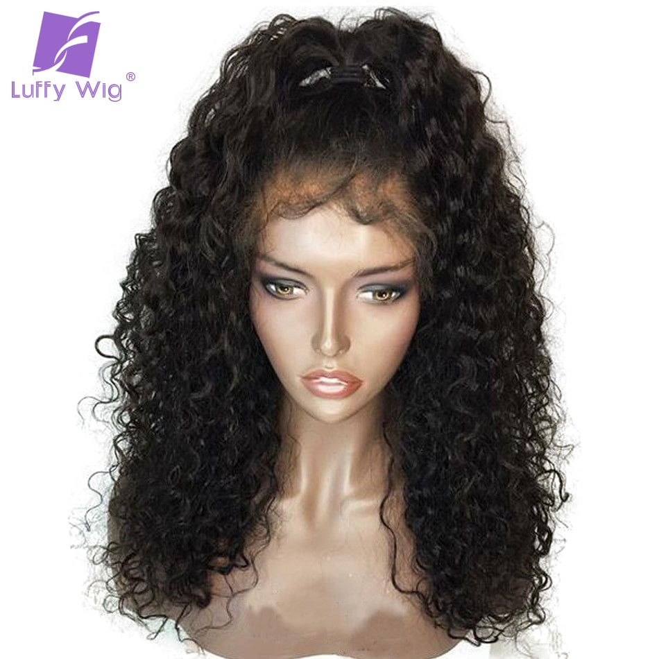 Baby Hair Lace Wigs
 LUFFY Brazilian Curly Glueless Pre Plucked Full Lace Human