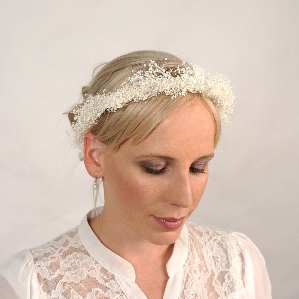 Baby Hair Piece
 Babys Breath Bridal Headpiece Wedding Crown Flower Crown