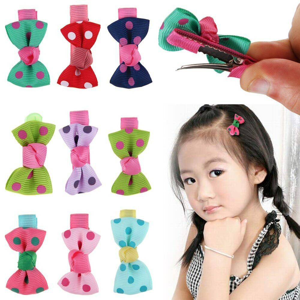 Baby Hair Pin
 10pcs Girls Hair Clips Baby Kids Hair Pin Ribbon Bow Hair